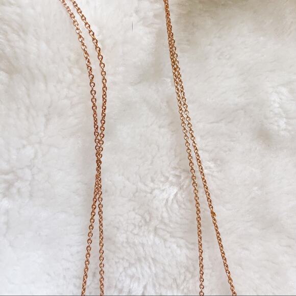 The Limited Two Row Layered Necklace Rose Gold Tone Tube Bar Pendant New - Picture 4 of 9